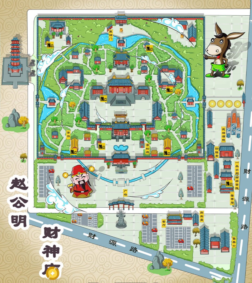 宁安寺庙类手绘地图